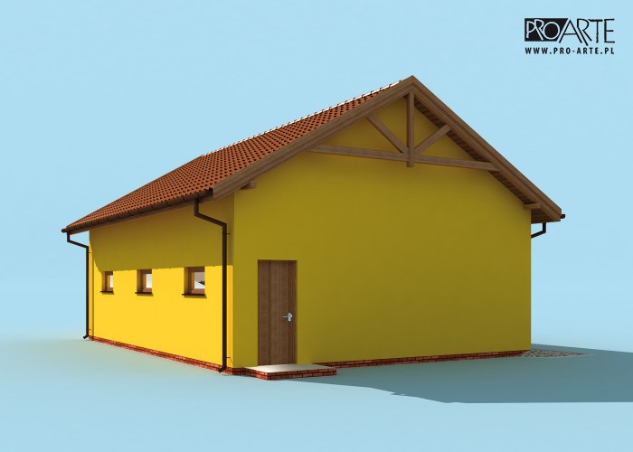 G197 szkielet drewniany projekt garażu dwustanowiskowego z pomieszczeniami gospodarczymi