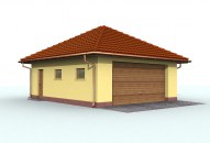 G61 szkielet drewniany garaż dwustanowiskowy z pomieszczeniem gospodarczym