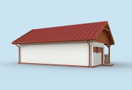 G314 szkielet drewniany garaż dwustanowiskowy z pomieszczeniem gospodarczym i werandą