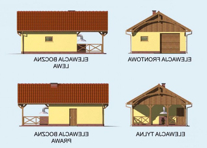 G57 garaż jednostanowiskowy z pomieszczeniem gospodarczym i altaną