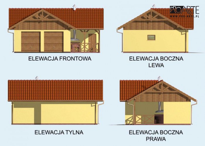 G64 garaż dwustanowiskowy z pomieszczeniem gospodarczym