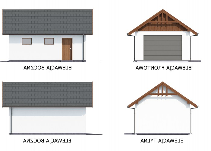G339A garaż jednostanowiskowy na zgłoszenie szkielet drewniany