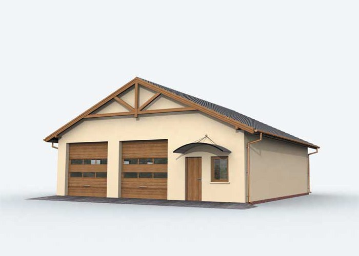 G163A szkielet drewniany garaż czterostanowiskowy z pomieszczeniami gospodarczymi