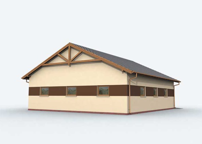 G163A szkielet drewniany garaż czterostanowiskowy z pomieszczeniami gospodarczymi