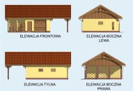 G118 garaż dwustanowiskowy z wiatą i pomieszczeniem gospodarczym