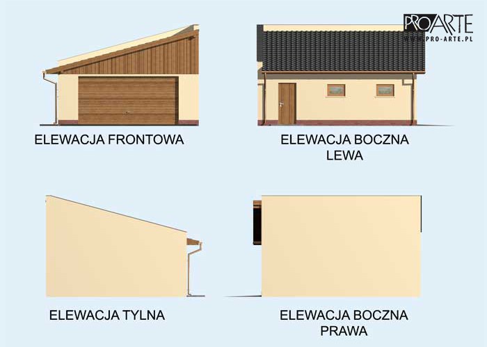 G129 garaż dwustanowiskowy z pomieszczeniem gospodarczym