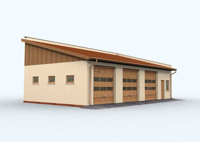 G160 garaż trzystanowiskowy z pomieszczeniami gospodarczymi