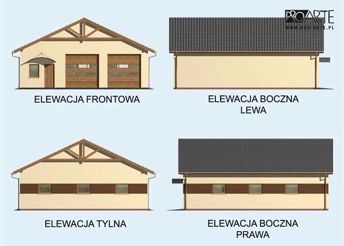 G163 garaż czterostanowiskowy z pomieszczeniami gospodarczymi