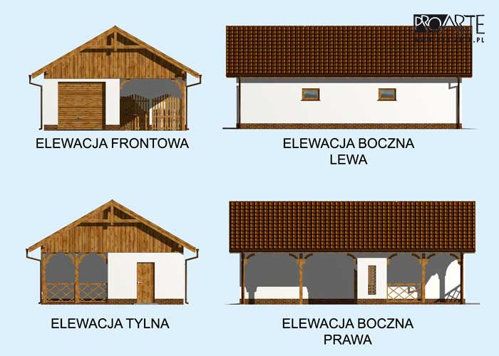 G168 garaż z wiatą i pomieszczeniem gospodarczym