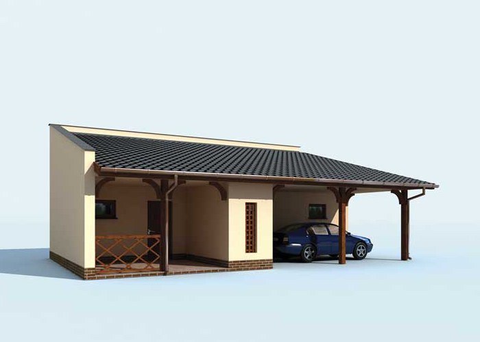 G169 garaż z wiatą i pomieszczeniem gospodarczym