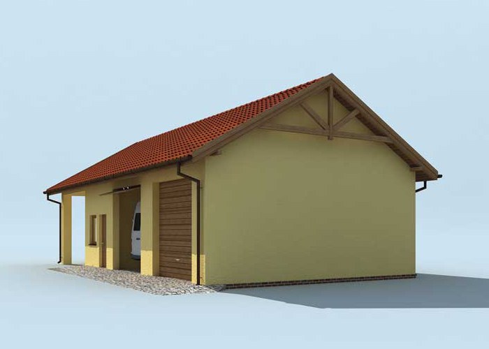 G210 garaż dwustanowiskowy z pomieszczeniami gospodarczymi i wiatą