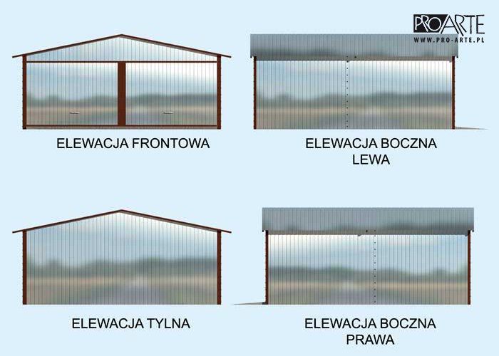 GB1 projekt garażu blaszanego dwustanowiskowego