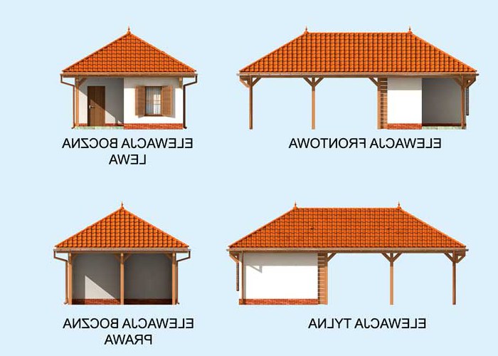 G239 wiata garażowa dwustanowiskowa z pomieszczeniem gospodarczym