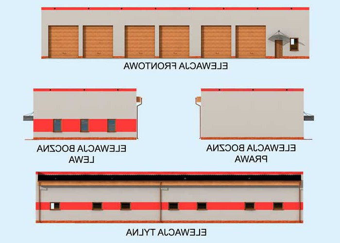 G258 garaż sześciostanowiskowy z pomieszczeniami gospodarczymi