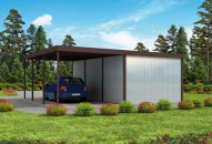 GB3 projekt garażu jednostanowiskowego z wiatą
