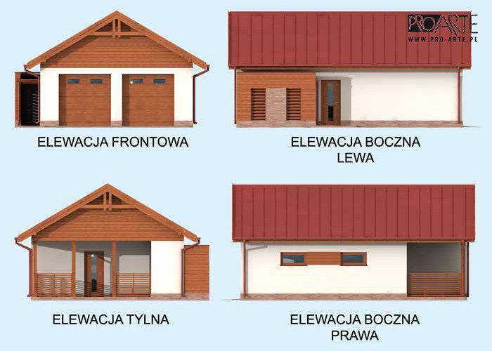 G286 garaż dwustanowiskowy z werandą