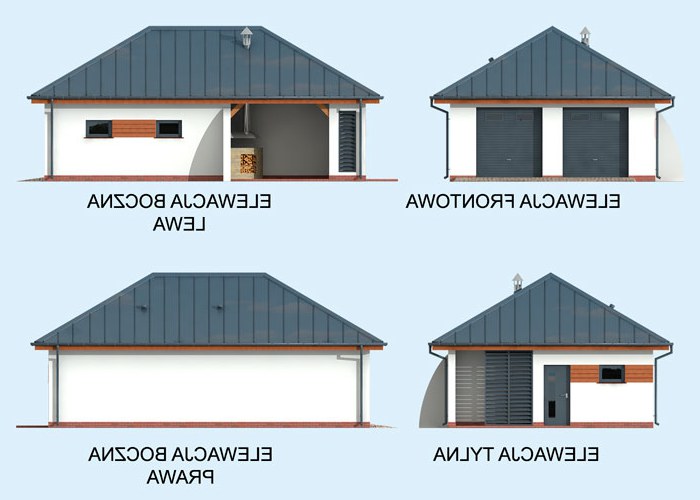G320 garaż dwustanowiskowy z pomieszczeniem gospodarczym i altaną