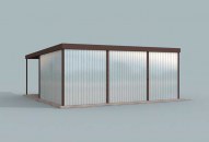 GB31 projekt garażu blaszanego jednostanowiskowego z wiatą