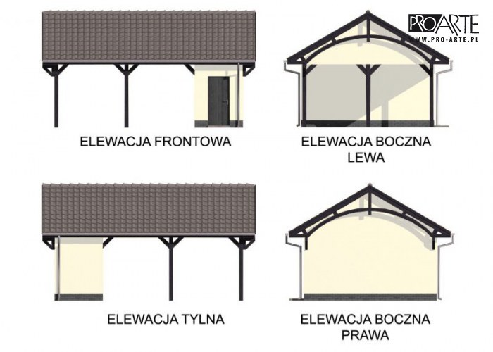 G48 szkielet drewniany, wiata garażowa