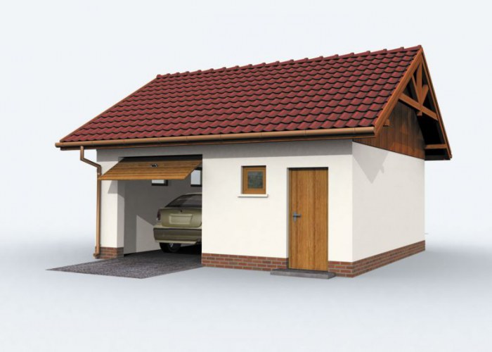 G73 szkielet drewniany garaż jednostanowiskowy z pomieszczeniem gospodarczym