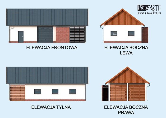 G323 garaż jednostanowiskowy z wiatą