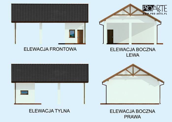 G211 wiata garażowa, szkielet drewniany