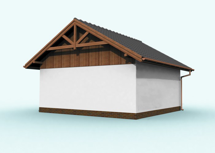 G73B szkielet drewniany projekt garażu jednostanowiskowego z pomieszczeniem gospodarczym