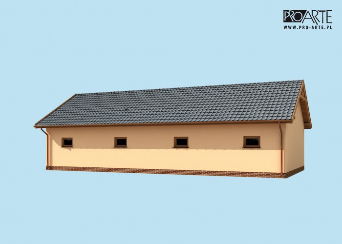G217 szkielet drewniany garaż trzystanowiskowy z pomieszczeniami gospodarczymi