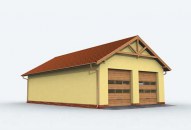 G162 szkielet drewniany garaż czterostanowiskowy z pomieszczeniami gospodarczymi
