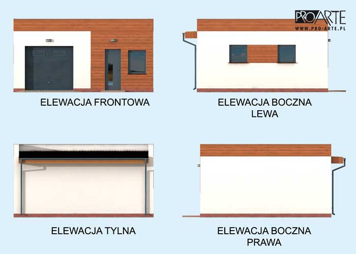 G308 szkielet drewniany garaż jednostanowiskowy z pomieszczeniem gospodarczym