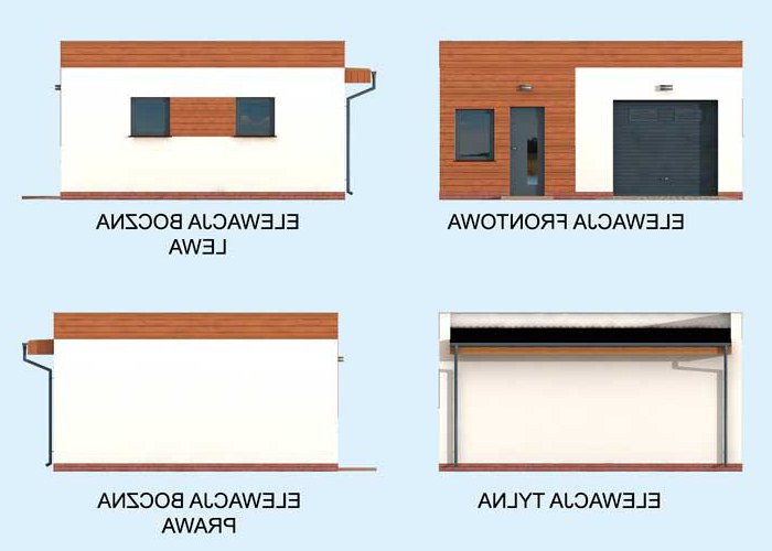 G308 szkielet drewniany garaż jednostanowiskowy z pomieszczeniem gospodarczym