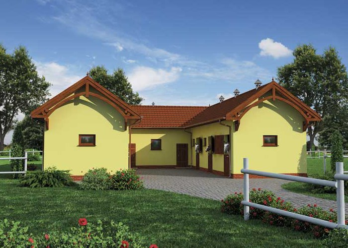 S32 Stajnia angielska dla koni z boksami z wyjściem na zewnątrz  - 6 boksów