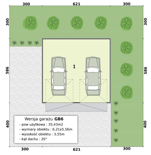 Rzut przyziemia garażu GB6