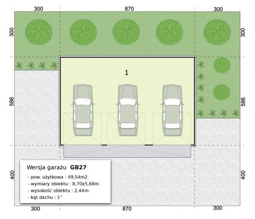 Rzut przyziemia garażu GB27