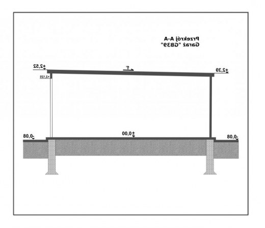 Przekrój A-A garażu GB39
